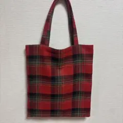 タータンチェック　肩掛けできるトートバッグ