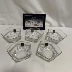 HOYAクリスタル 五角形ボウル 金縁 5点セット