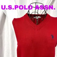 【美品♡】U.S. POLO ASSN. レッド Vネック ニットベスト