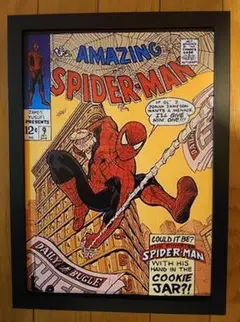 6 スパイダーマンSPIDERMAN　ポスターフレーム付き壁掛けアメリカンレトロ