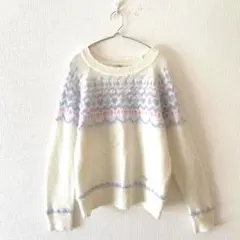 ☆【メゾピアノジュニア】ニット セーター 刺繍ロゴ ラグランスリーブ 160