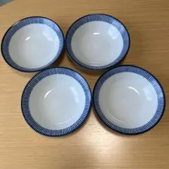 たち吉　染付 縞模様 中鉢　4枚