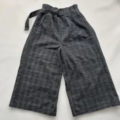 グレー系チェック ワイドパンツ ガウチョパンツ