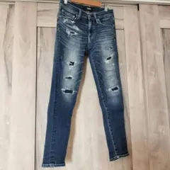 AZUL BY MOUSSY スキニーデニム ダメージ加工 XS