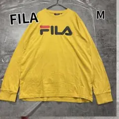 Ｍ フィラ 黄色 長袖 Ｔシャツ ロンＴ ビッグロゴ ストリート 【い132】