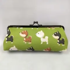 がま口ポーチ　ペンケース　柴犬３種　ハンドメイドのサムネイル