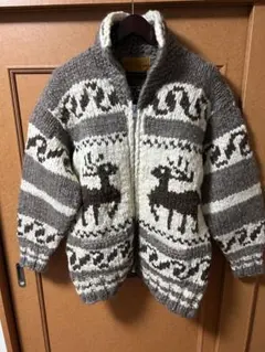 新品未使用カナダ製カウチンカーディガン、ウール、ジップアップ