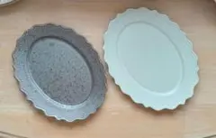 美濃焼　みのる陶器　オーバル プレート オムニスM クロ スミ 2枚のサムネイル