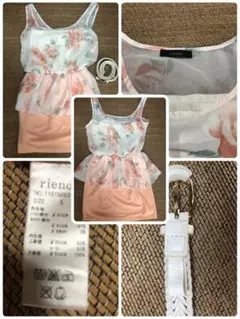 rienda フラワープリント ノースリーブワンピース S