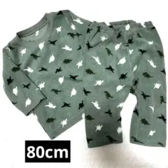 恐竜柄フリースベビーパジャマセット　80cm