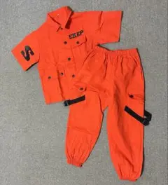 オレンジ　ダンス　衣装　キッズ　セットアップ　ヒップホップ