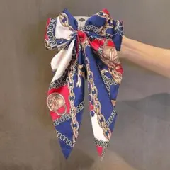 ヘアバレッタ,リボン,青色・ブルー系,鮮やか,柄,ヘアアクセサリー