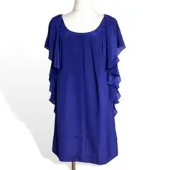 ♥️美品 ダイアグラム ネイビー フリルデザイン パーティドレスワンピース 36
