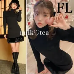 新品タグ付き ダーリッチ ファードッキングニットミニワンピース FL ブラック