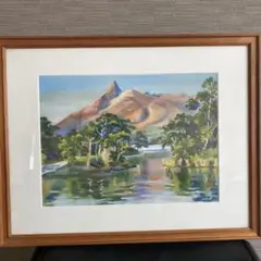繁野三郎の20号肉筆水彩画「恵庭岳」(1982年作)【真作・新額装・美品】 繁野三郎の20号肉筆水彩画「恵庭岳」(1982年作)【真作・新額装・美