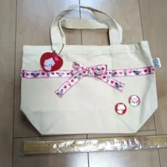 ✴️お値下げ✴️ベージュ キャンバストートバッグ リボン付き