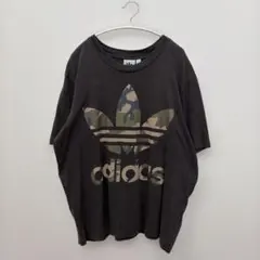 adidas カモフラージュプリントロゴ Tシャツ半袖オーバーサイズメンズL