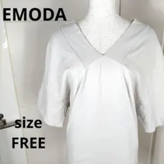 EMODA ライトグレー Vネック Tシャツ FREE バックVネック　084のサムネイル