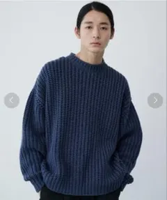 PUBLIC TOKYO メンズ ローゲージビッグボリュームニット　美品　ブルーのサムネイル