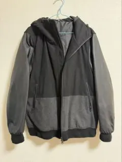 THE SHOP TK/フード付き ブラック グレー ジャンパー　XL