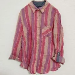 TOMMY HILFIGER 【XS】ピンクストライプ シャツ ブラウス