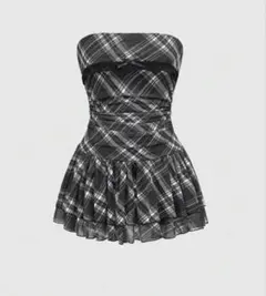 SHEIN ROMWE ヴィンテージスウィートチェック柄ミニドレス