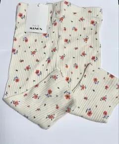 【新品】PAIIR MANON レッドフラワー柄　春夏短めスパッツ　90サイズ