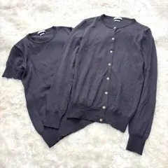 【美品】イエナ アンサンブル ALBA ハイゲージニット 金ボタン ダークグレー