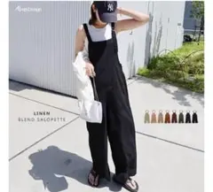 アルマデザイン ブラック サロペット オーバーオール ワイド デニム