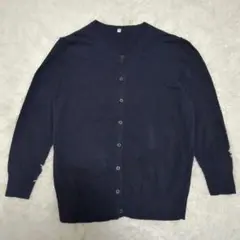 ムジルシリョウヒン Vネック カーディガン【M】 ネイビー コットン100%