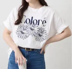 新品タグ付き　OLIVE des OLIVE お花刺繍BIG半袖Tシャツホワイトのサムネイル