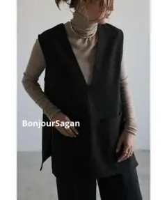 新品未使用品 BonjourSagan ブラック フロントポケットベスト