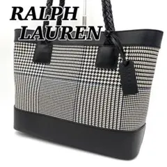 RALPH LAUREN ラルフローレン トートバッグ 千鳥格子 PVC黒 総柄