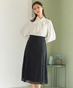 トッコクローゼット 2wayリボン付きフラワーレースドッキングワンピース