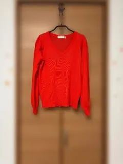 Vネック 長袖ニットセーター