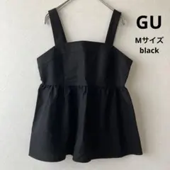 GU リネンブレンドキャミソール　ブラック　M