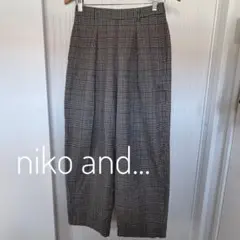 ニコアンド チェック ワイドパンツ スラックス グレー オフィスカジュアル