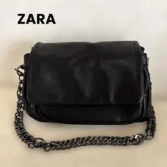 【美品】ZARA マグネット チェーンショルダー ミニハンドバッグ BLACK