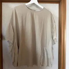 フリル袖 半袖 ブラウス ベージュのサムネイル
