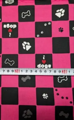 ●Dog●足あと●肉球●骨●ホネ●チェック●オックス●ピンク系●６０ｃｍ●延長可