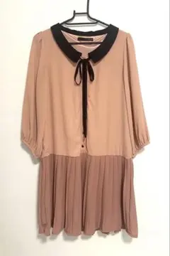 （再値下げ）Heather 　ワンピース　くすみピンク　襟付きリボン　未使用