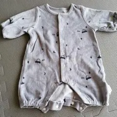 ロンパース カバーオール くすみ ブルーグレー 新生児 冬生まれ