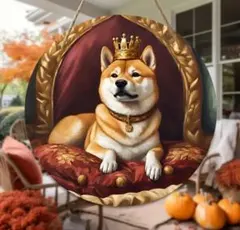 金属看板　プレート　王様　柴犬　国王　置物　部屋飾り　玄関飾り