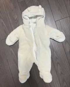 プチバトー　6m ジャンプスーツ アウター　もこもこ　くま耳　白