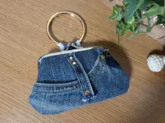 ❣️リメイクデニムde.がま口ポーチ✳️小銭入れ✳️カード入れ❣️