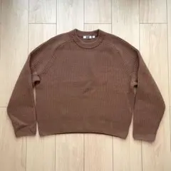UNIQLO U プレミアムラムリブクルーネックセーター　（長袖）　ブラウン