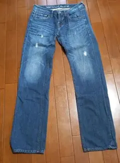 Cannell Road ダメージ加工 ワイド系ストレートデニムパンツ