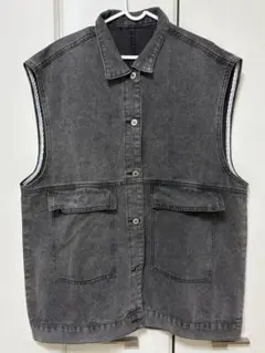 데님 베스트 블랙 민소매