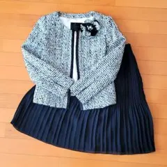 値下げ中！アンタイトル ノーカラー ラメ ツイードジャケット M スカート付き