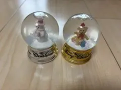 クリスマス スノードーム ミニサイズ 2個セット 雪だるま クマ フランフラン